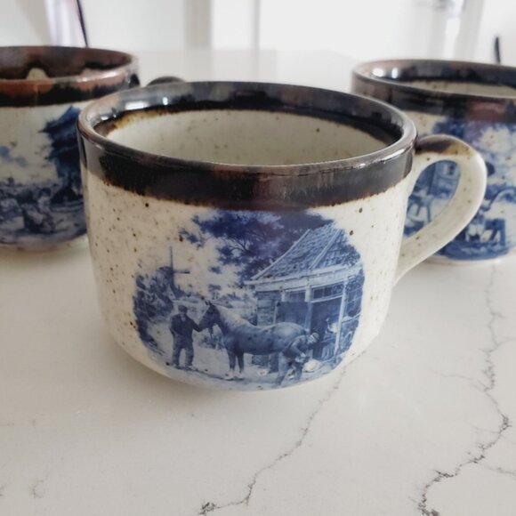 Vintage Dutch Mug Speckled Stoneware Otagiri Style Milkmaid Tea Mug Coffee Set 3 - Picture 3 of 8